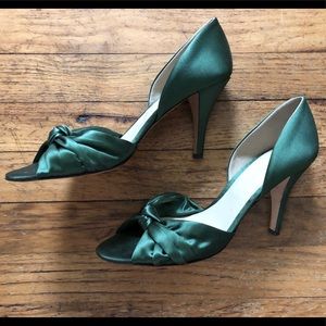 Emerald Satin D’Orsay Heels